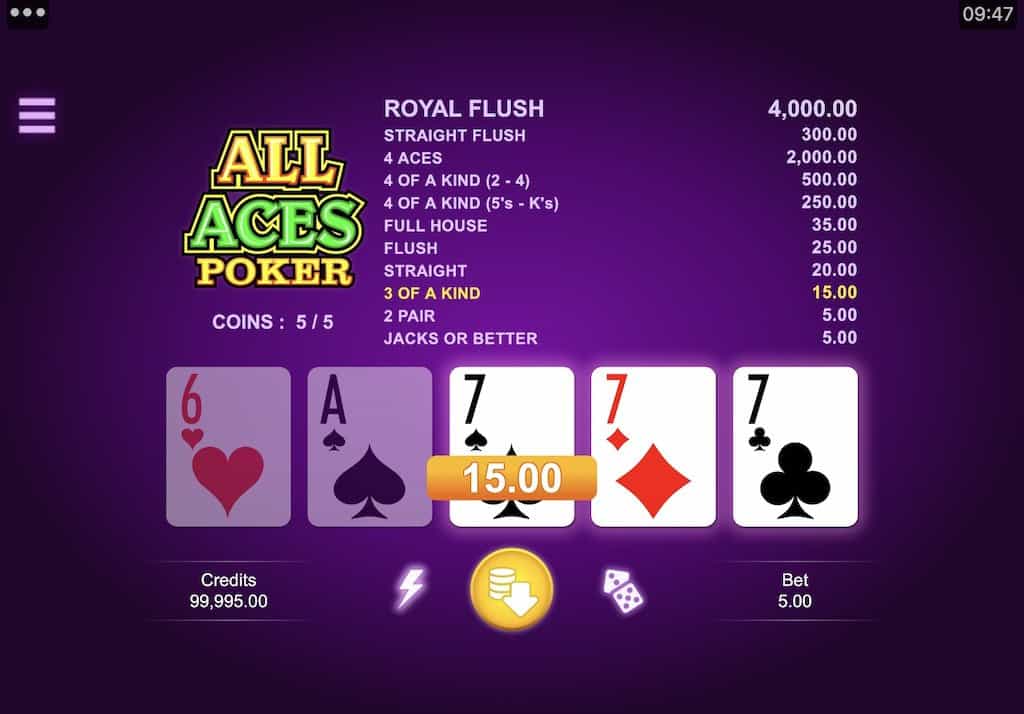 All Aces Poker Microgaming Screenshot