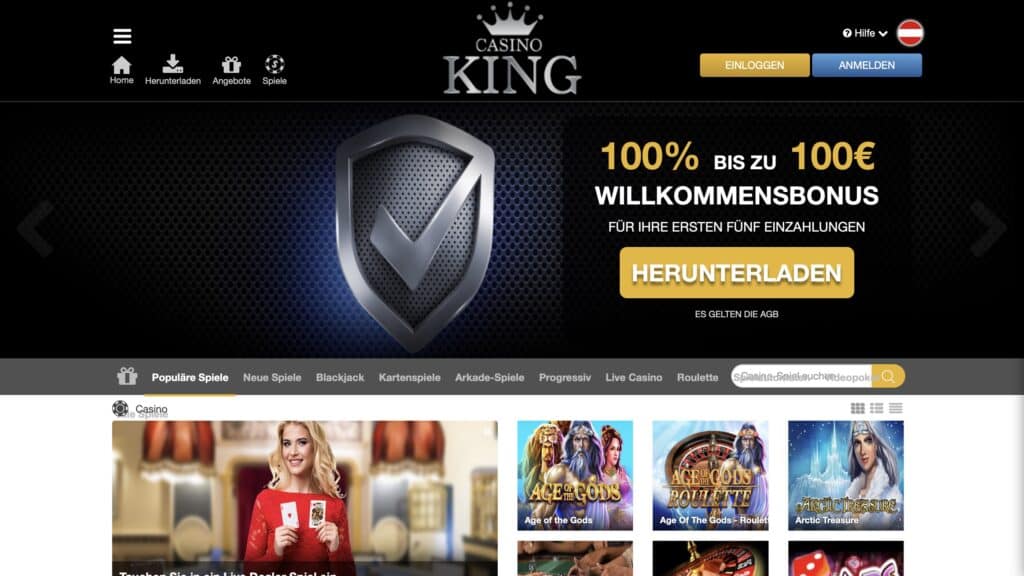 Casino King Homepage Screenshot