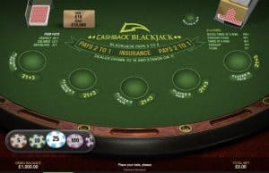 Playtech Cashback Blackjack Screenshot