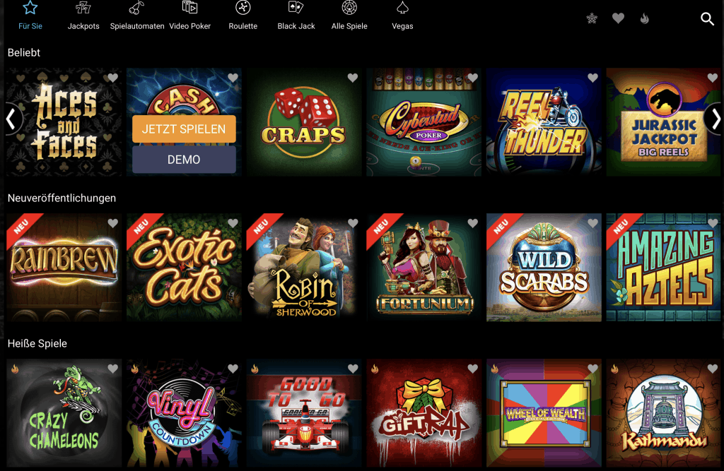 Spin Palace Casino Game Lobby Screenshot