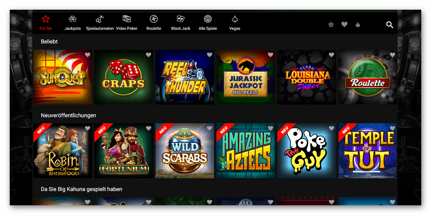 Cabaret Club Casino Game Lobby Screenshot