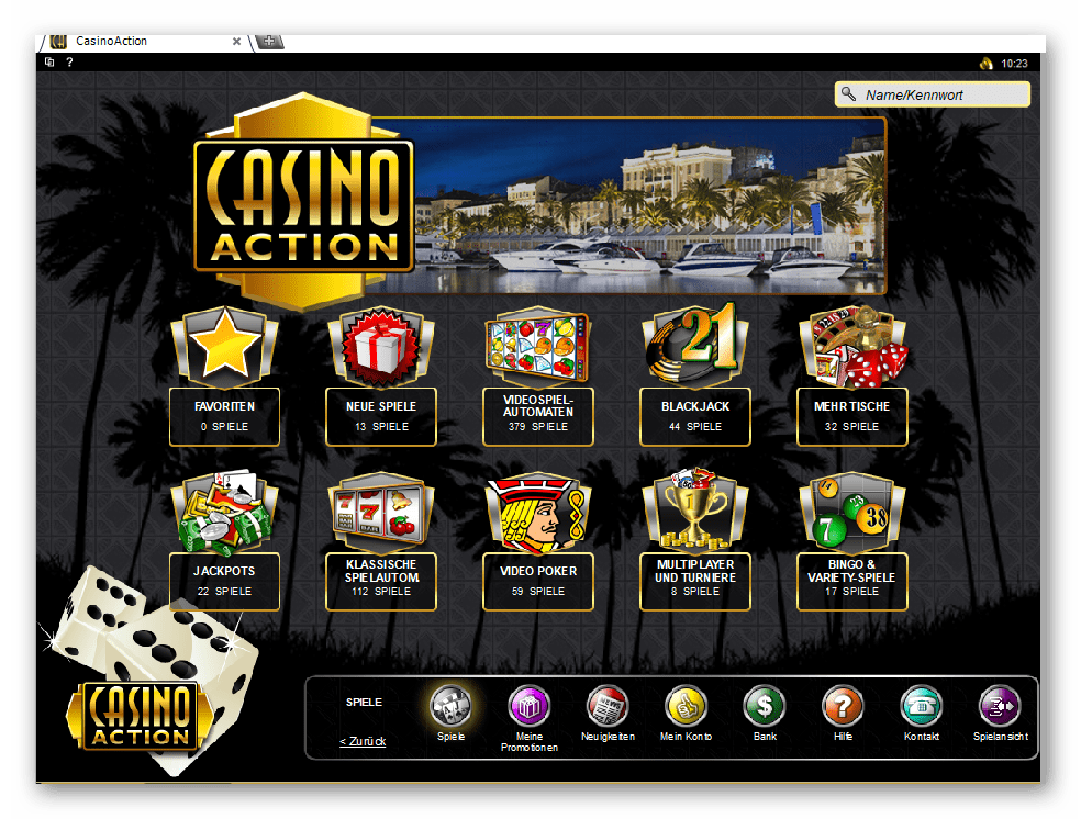 Casino Action Game Lobby Screenshot