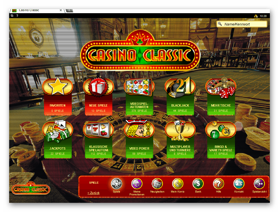 Casino Classic Game Lobby Screenshot