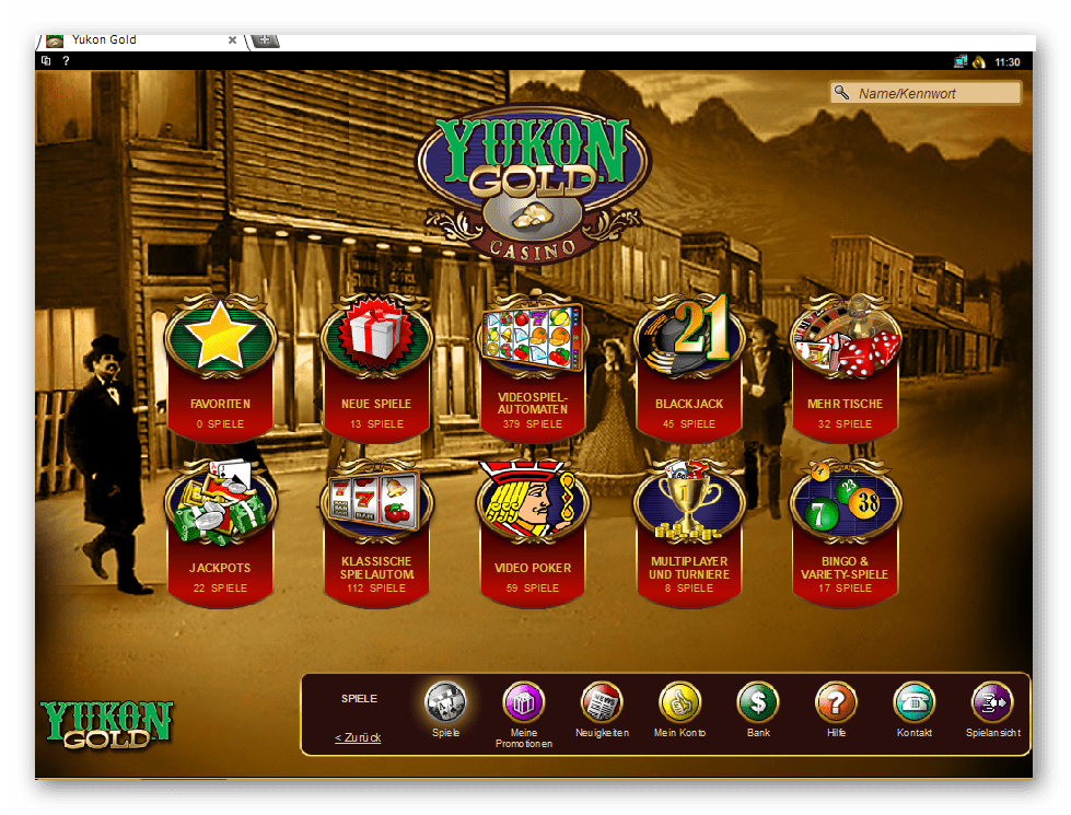 Yukon Gold Casino Game Lobby Screenshot
