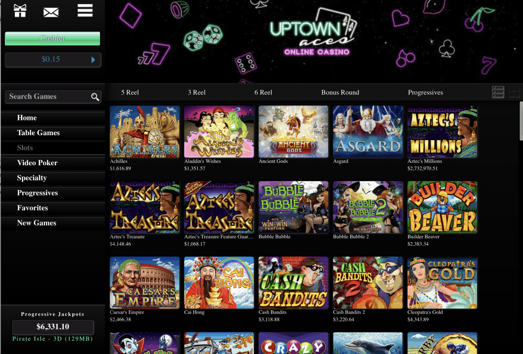 Uptown Aces Casino Game Lobby Screenshot