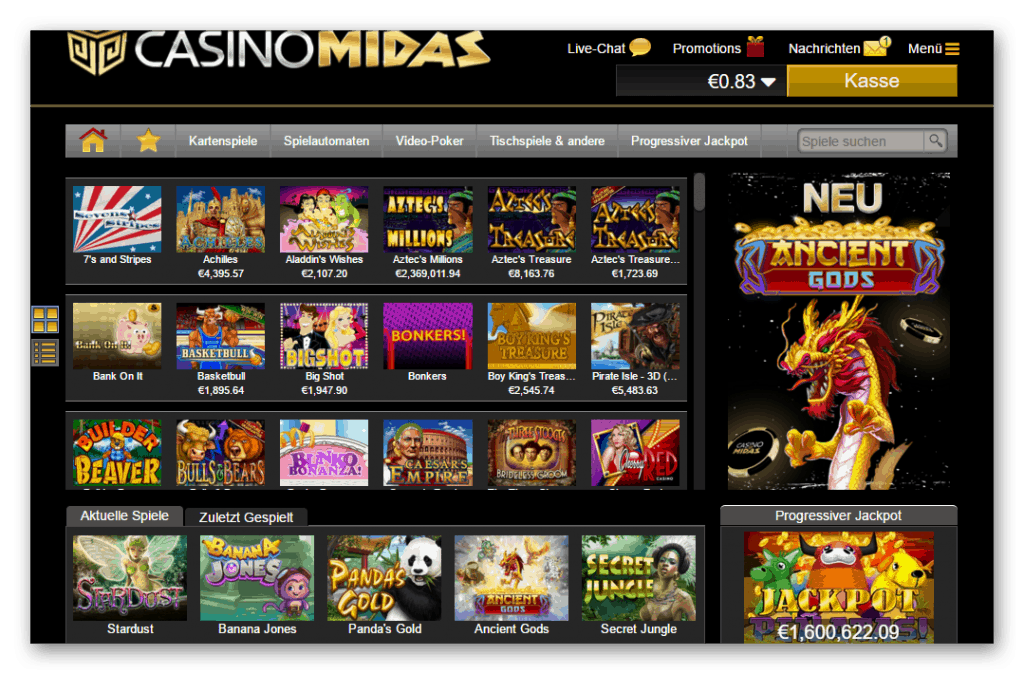 Casino Midas Game Lobby Screenshot