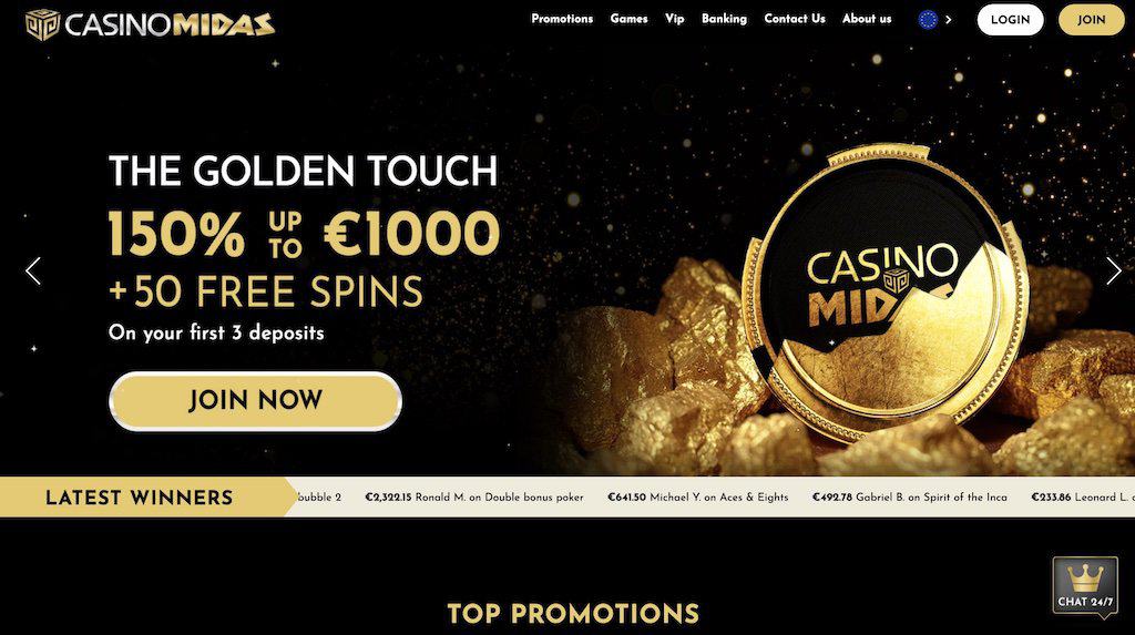 Casino Midas Homepage Screenshot