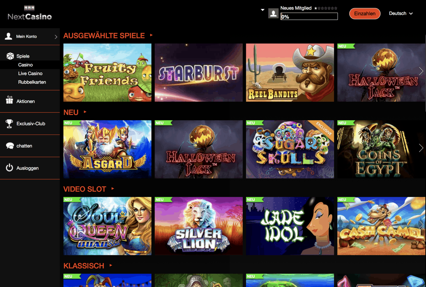 Next Casino Game Lobby Screenshot