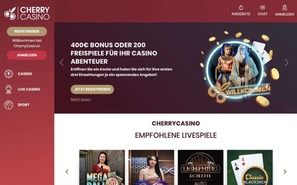 Cherry Casino Homepage Screenshot