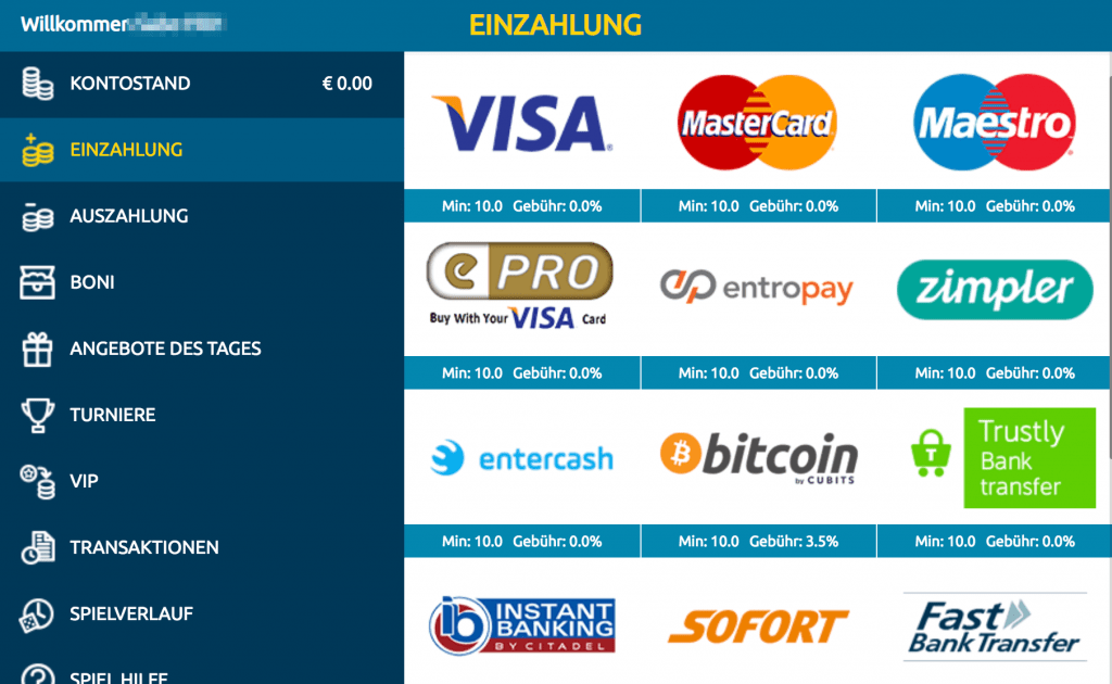 EU Casino Kassierer Screenshot