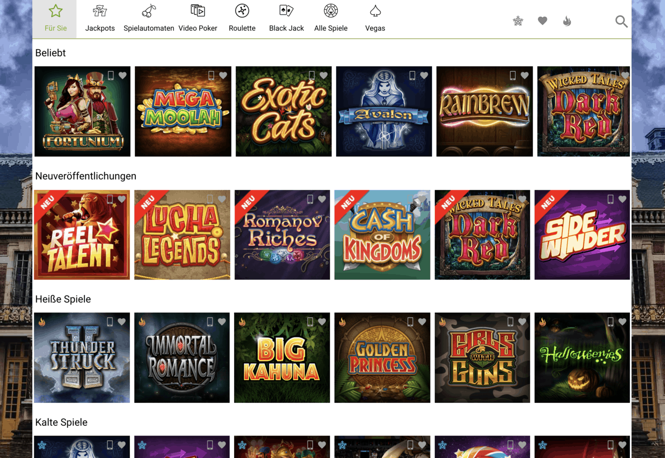 Euro Palace Casino Game Lobby Screenshot