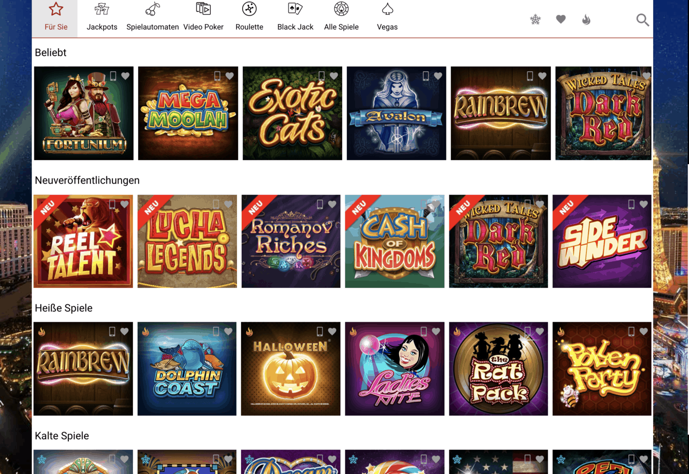 Royal Vegas Casino Game Lobby Screenshot