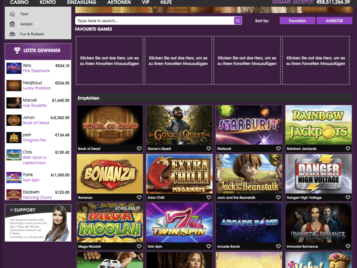 21 Prive Casino Game Lobby Screenshot