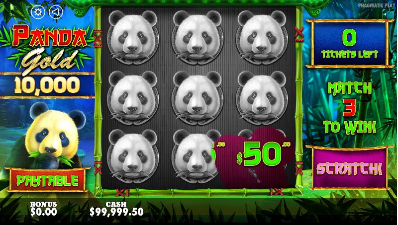 Panda Gold Scratchcard Screenshot
