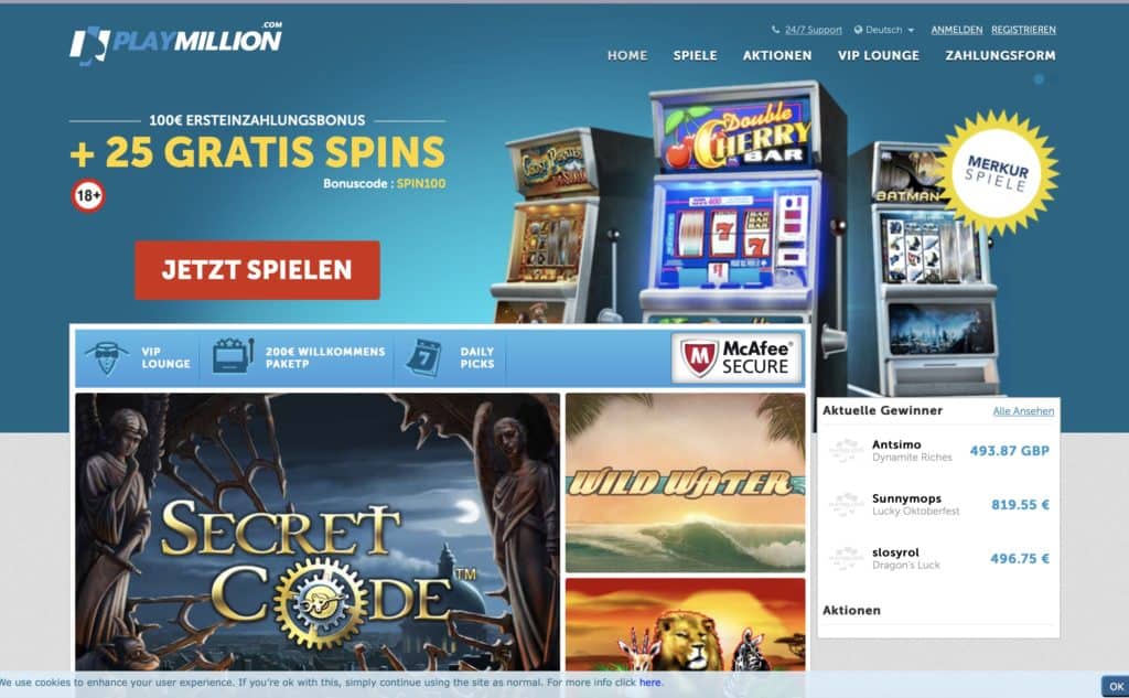 PlayMillion.com Homepage Screenshot