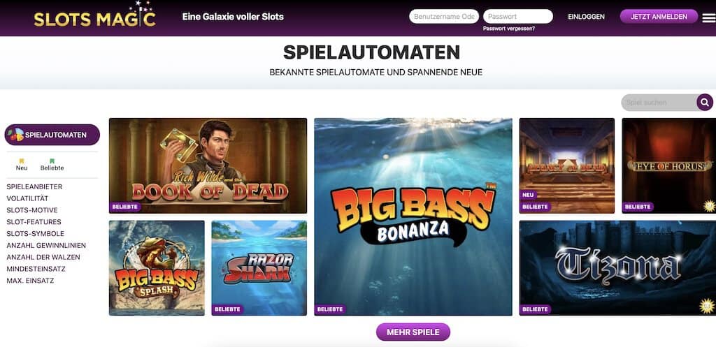 SlotsMagic Game Lobby Screenshot
