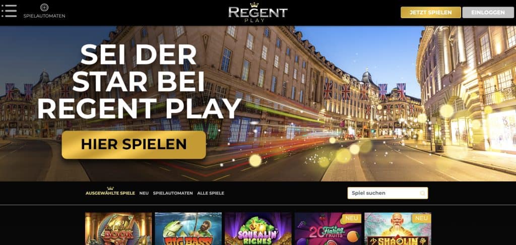 Regent Play Homepage Screenshot
