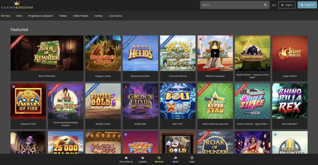 Casino Kingdom Game Lobby Screenshot