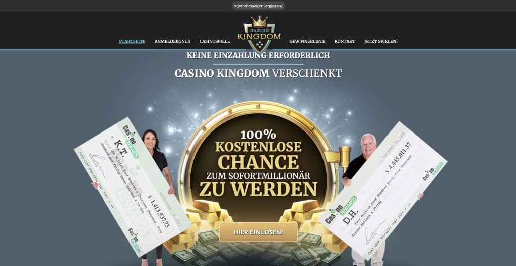 Casino Kingdom Homepage Screenshot