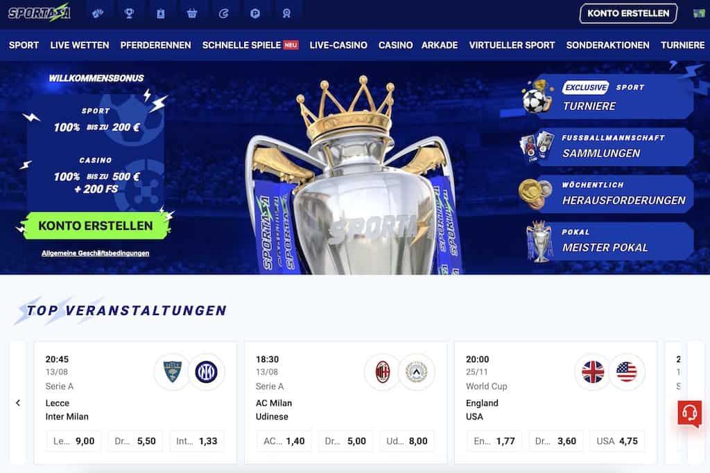 Sportaza Homepage Screenshot