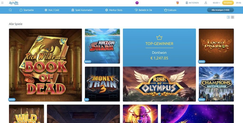 LuckyMe Slots Game Lobby Screenshot