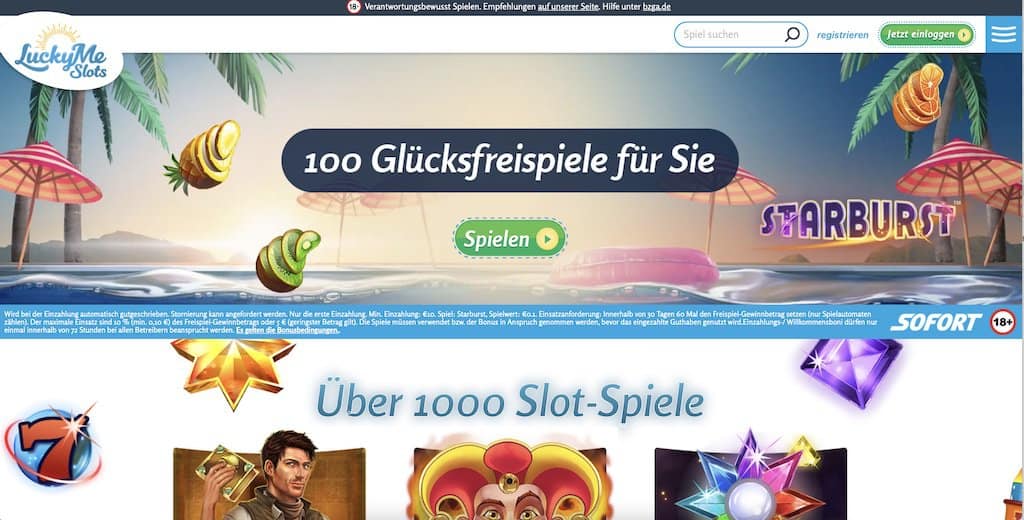 LuckyMe Slots Homepage Screenshot