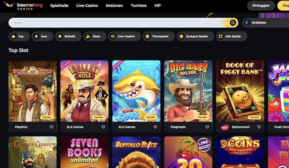 Boomerang Casino Game Lobby Screenshot