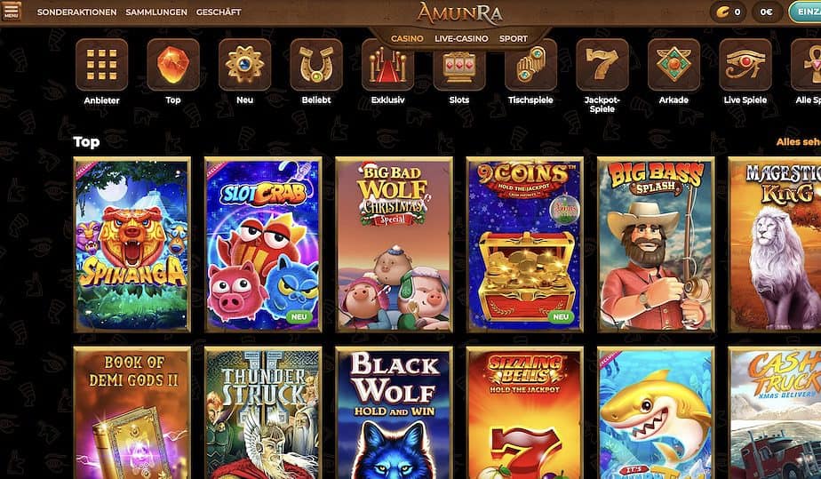 AmunRa Casino Game Lobby Screenshot