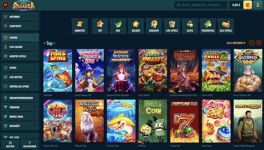 Spinanga Game Lobby Screenshot